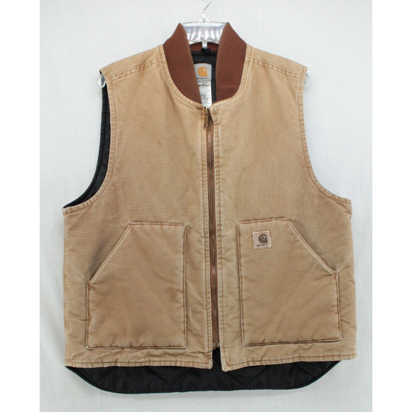 Carhartt V02 BRN Vest Men Large Arctic Quilt Lined Yellowstone Cowboy Ranch wear - Picture 1 of 8